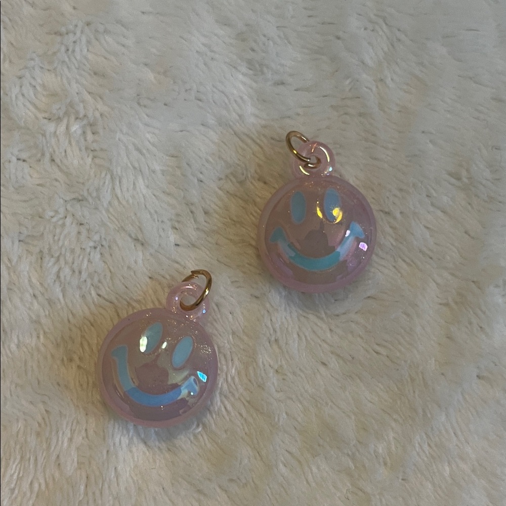 Pink Iridescent Smiley Face Charms - Women Jewelry